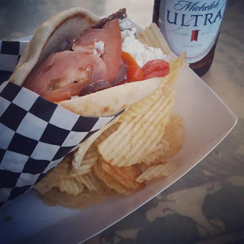 Gyro with chips and beer